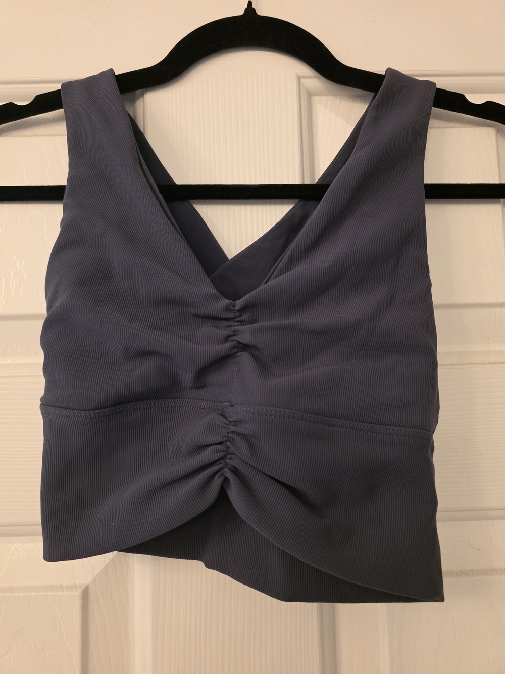 TLF Women's Long Line Sports Bra Ribbed dark Grey Cross Back Small